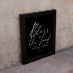 Infidu Bless The Lord O My Soul Psalm 103:1 Bible Wall Art displayed on the wall in a black frame