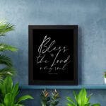 Infidu Bless The Lord O My Soul Psalm 103:1 Bible Wall Art displayed on the wall in a black frame