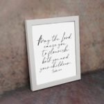 Elegant wall art featuring Psalm 115:14 in cursive font, black text on a white background. Wall Art displayed on the wall in a white frame