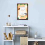 I Can Do All Things Through Christ Philippians 4:13 Bible Verse Wall Art featuring a lion and elephant for kids' room decor. displayed on the wall in a brown frame