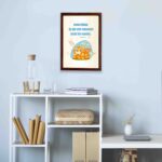 Jesus Christ Is The Same Yesterday Today And Forever Hebrews 13:8 with a cartoon tiger cub on a light blue background. displayed on the wall in a brown frame