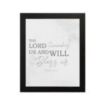 Infidu The Lord Remembers Us And Will Bless Us Psalm 115 12 Bible Verse Wall Art black frame hung on the wall