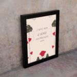 I Love You O Lord My Strength Psalm 18:1 Bible Wall Art with red flowers and dark leaves on a beige background. Wall Art displayed on the wall in a black frame