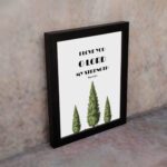 Psalm 18:1 Bible Wall Art with bold text and green trees on a white background. Wall Art displayed on the wall in a black frame