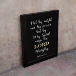 Infidu Not By Might Nor By Power, But By My Spirit Zechariah 4:6 Bible Verse Wall Art black frame on the wall