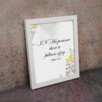 In His Presence There Is Fullness of Joy - Psalm 16:11 Bible Verse Wall Art with Pastel Floral Design on White Background Wall Art displayed on the wall in a white frame