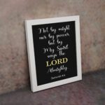 Infidu Not By Might Nor By Power, But By My Spirit Zechariah 4:6 Bible Verse Wall Art white frame on the wall