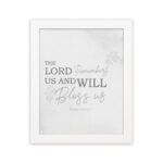 Infidu The Lord Remembers Us And Will Bless Us Psalm 115 12 Bible Verse Wall Art white frame hung on the wall