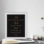 Matthew 7:7 Bible Wall Art - Ask and It Will Be Given, Seek and You Will Find, Knock and The Door Will Be Opened. displayed on the table in a white frame