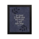 Infidu We Walk By Faith Not By Sight Corinthians 5:7 Bible Verse Wall Art Office - Christian Wall Art for Home Decor and black frame hung on the wall