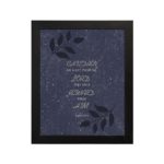 Purple Blue Color background with black color leaf design, white font, text: "Children Are A Gift From The Lord They Are A Reward From Him Psalm 127:3 Bible Verse Wall Art and black frame hung on the wall.