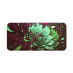 Dark burgundy desk pad with a large, abstract floral pattern in bright mint green, adding a unique and artistic touch to your workspace. Desk Pad kept on a plain white background