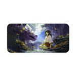 Infidu Artistic Desk Pad with a blue-tinted dragon and a glowing figure in a dark, misty background, creating a magical, slightly eerie atmosphere. Desk Pad kept on a plain white background