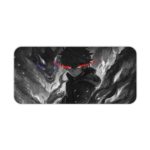 An anime-style character with dark hair and a red headband surrounded by shadowy forms creates a mysterious atmosphere. Desk Pad kept on a plain white background