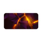 Desk pad with a dark purple background and overlapping triangular shapes in orange and yellow, creating depth and movement. Desk Pad kept on a plain white background