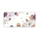 Infidu Desk Pad with abstract geometric shapes in white, beige, and light purple on a white background. Desk Pad kept on a plain white background