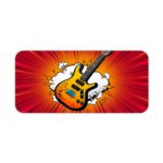 Infidu Electro Spectrum with Guitar Desk Pad featuring a bold red and white background with dramatic contrasts. Desk Pad kept on a plain white background