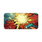 Infidu Color Wave Boom Animated Desk Pad with bright sun and bold colors in red, blue, and yellow Desk Pad kept on a plain white background