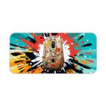 Infidu Tech Fusion with Mouse Desk Pad featuring a vibrant blue and yellow design. Desk Pad kept on a plain white background