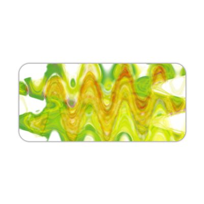 Infidu Artistic Desk Mat featuring a wave abstract design in lime green and yellow, with white accents. Ideal for adding a creative touch to any desk. Desk Pad kept on a plain white background