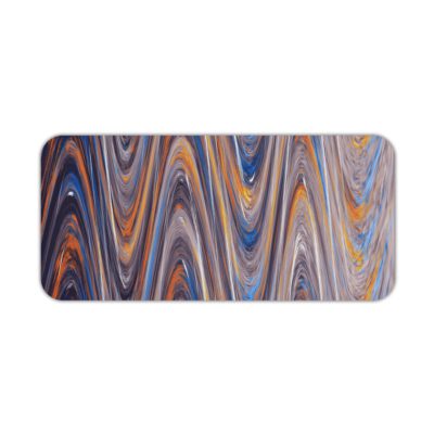 Infidu Artistic Patterns Desk Mat with smooth, flowing marble-like design in soft blue, white, and gray with light brown accents. Desk Pad kept on a plain white background