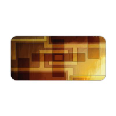 Infidu Artistic Patterns Desk Mat featuring a layered design of overlapping squares and rectangles in warm neutral tones like brown and beige. Desk Pad kept on a plain white background