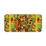 Infidu Artistic Patterns Desk Mat featuring a detailed geometric grid in earthy tones like green, yellow, red, and brown. Desk Pad kept on a plain white background