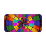 Infidu Artistic Patterns Desk Pad features a striking circular pattern with colorful segments in green, red, blue, and yellow. Desk Pad kept on a plain white background