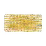 Infidu Artistic Patterns Desk Pad with a yellow and light brown background and vibrant abstract patterns in orange, green, and white. Desk Pad kept on a plain white background