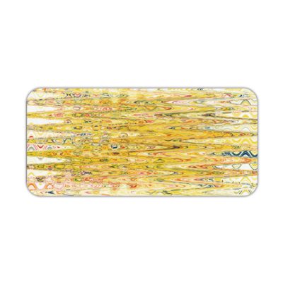 Infidu Artistic Patterns Desk Pad with a yellow and light brown background and vibrant abstract patterns in orange, green, and white. Desk Pad kept on a plain white background