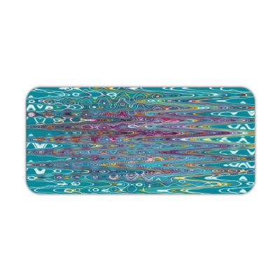 Infidu Artistic Patterns Desk Mat with a blue and teal wavy pattern that resembles water reflections. Desk Pad kept on a plain white background