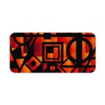 Infidu Artistic Patterns Desk Pad with bold red, orange, and black geometric shapes for a modern and striking look. Desk Pad kept on a plain white background