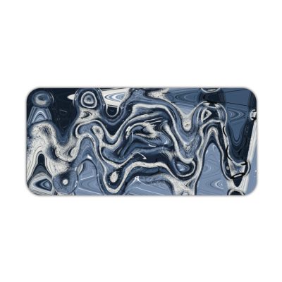 Infidu Artistic Patterns Desk Pad - Abstract Art Collection with marbled texture in blue, white, and black Desk Pad kept on a plain white background