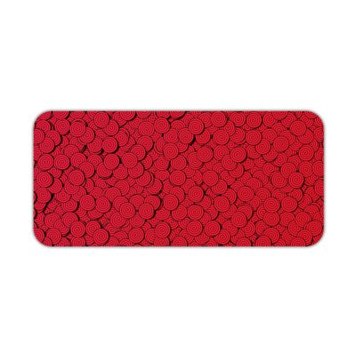 Infidu Artistic Patterns Desk Pad with a red background and intricate circle vector pattern. Desk Pad kept on a plain white background