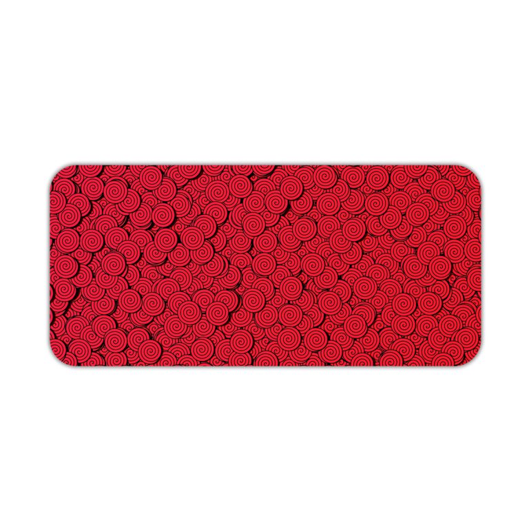 Infidu Artistic Patterns Desk Pad with a red background and intricate circle vector pattern. Desk Pad kept on a plain white background