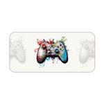 Gaming Desk Pad featuring a multi-colored controller on a mainly white background, designed for a unique and artistic look Desk Pad kept on a plain white background