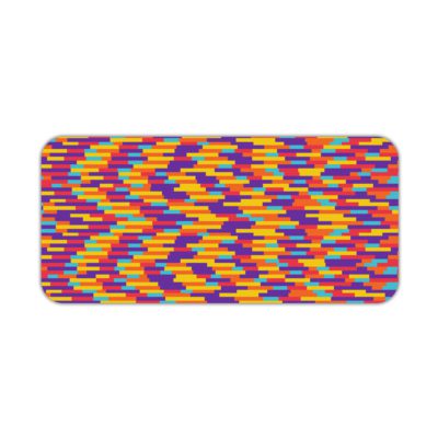 Infidu Artistic Desk Pad with a colorful mosaic pattern of red, yellow, blue, purple, and orange blocks arranged diagonally. Desk Pad kept on a plain white background