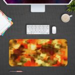 Infidu Artistic Desk Pad - Warm-toned abstract design with pixelated squares Desk Pad in computer table