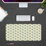 Infidu Artistic Patterns Desk Pad with colorful vector shapes on a white background. Design Kept on a computer table