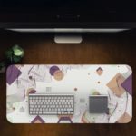 Infidu Desk Pad with abstract geometric shapes in white, beige, and light purple on a white background. Desk Pad in computer table