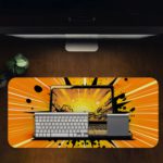 Infidu Tech Fusion with Laptop Desk Pad featuring a comic-book-style laptop design with a bright black and yellow background. Desk Pad Design Kept on a computer table