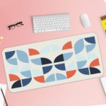 Infidu Artistic Patterns Desk Pad - Whispering Winds Abstract Art with geometric shapes Desk Pad with Keyboard and Mouse