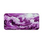 Swirling purple and white waves with a dynamic, flowing appearance. Desk Pad kept on a plain white background