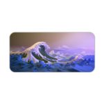 Large blue and white ocean waves against a purplish sky, create a dramatic seascape. Desk Pad kept on a plain white background