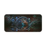 Infidu Artistic Desk Pad with a colorful bird design on a brown background. Desk Pad kept on a plain white background