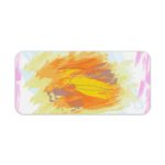 Infidu Artistic Desk Pad with colorful splashes of orange, pink, and purple on a white background. Desk Pad kept on a plain white background