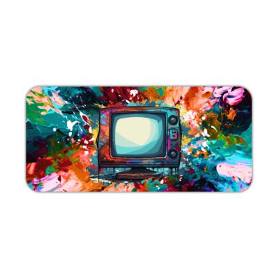 Infidu Tech Fusion Desk Pad with Multi-Colored Design Featuring Television Desk Pad kept on a plain white background