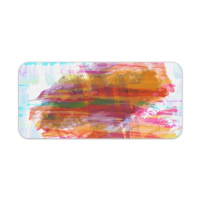 Infidu Artistic Desk Pad with pastel brushstroke patterns in light blue, white, pink, and orange. Desk Pad kept on a plain white background