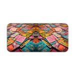 Infidu Vintage Books Design Desk Pad featuring vibrant, multi-colored book art Desk Pad kept on a plain white background