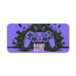 Gaming desk pad with black and blue controller design on blue background Desk Pad kept on a plain white background